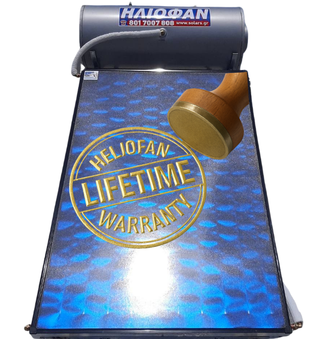 HELIOFAN TITANIUM EXTRA PLUS solar water heater with lifetime warranty - premium quality storage tank and solar collector system